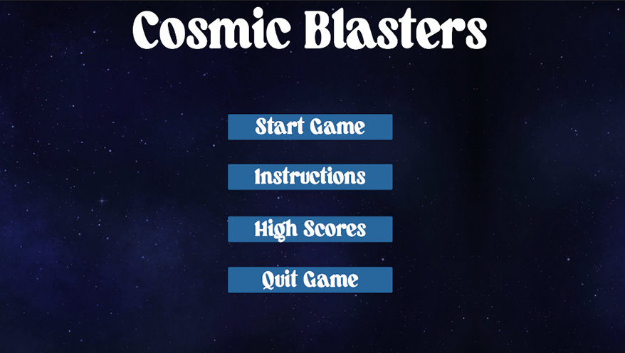 Home Screen for Cosmic Blasters